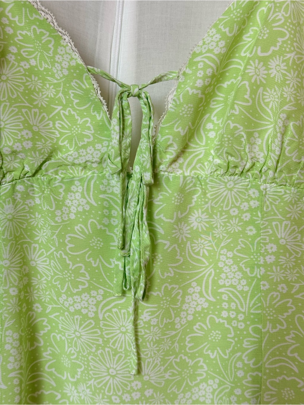 Lush Lime Green Floral Tie-Front Mini Dress